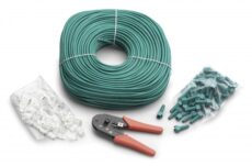 Набор Сделай Сам: разъем RJ45х50 шт, кабель 100 м, инструмент для RJ45, защитных колпачки 50 шт.